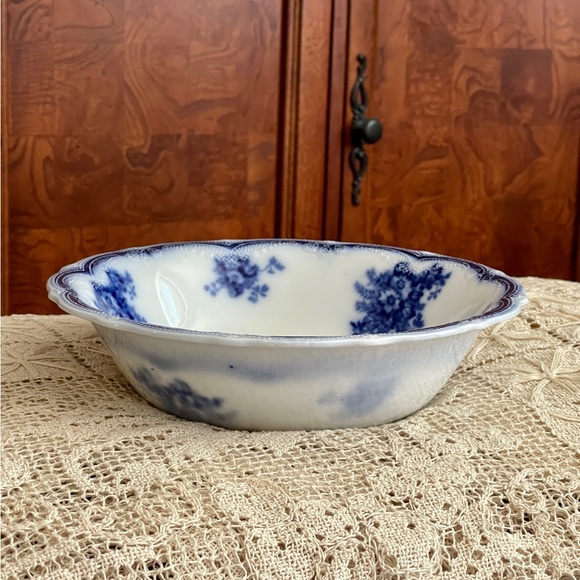 Astoria Flow Blue Veggie Serving Bowl New Wharf Pottery Vintage Antique England - Picture 11 of 13